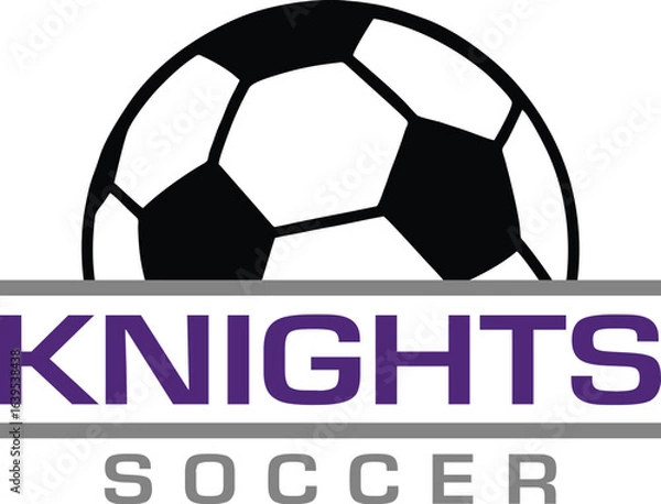 Obraz Knights Soccer Team Design is a fantastic graphic for your soccer team that includes a ball and text. It is great for shirt designs, promotional products of any kind and advertising uses.