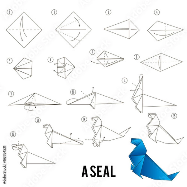 Obraz step by step instructions how to make origami A Bird.