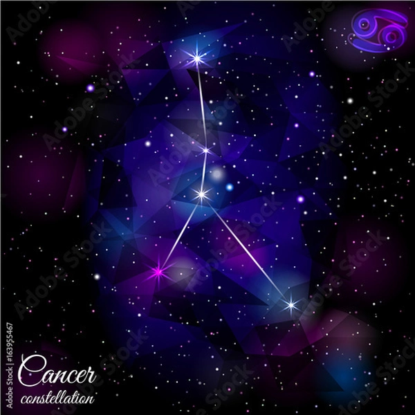 Obraz Cancer Constellation With Triangular Background.