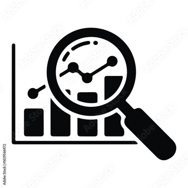 Fototapeta Magnifying glass over bar chart graph data