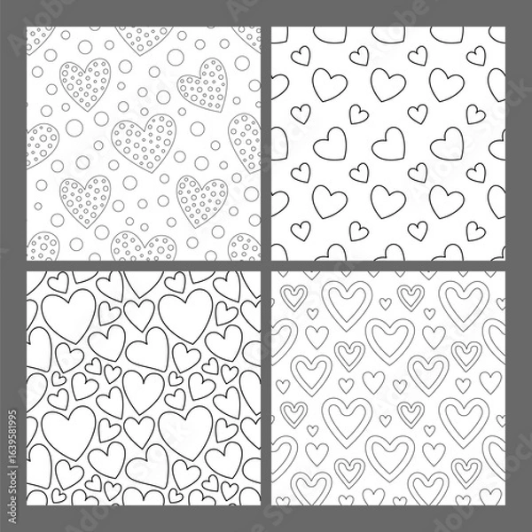Fototapeta Collection of valentine seamless patterns