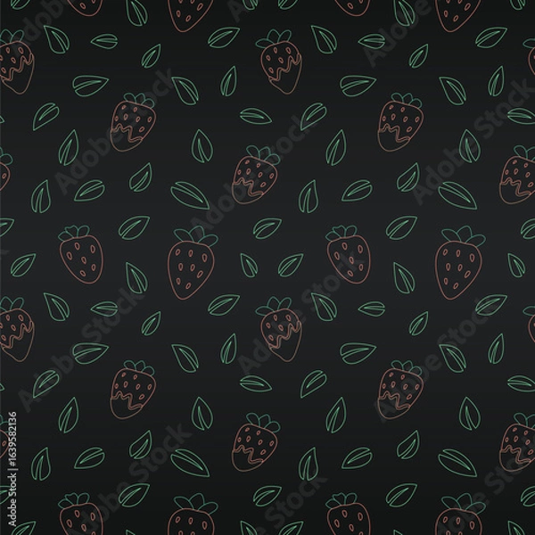 Fototapeta Neon organic pattern with chocolate strawberries