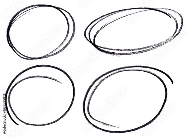Obraz Set of black highlight circles on transparent background cut out design elements