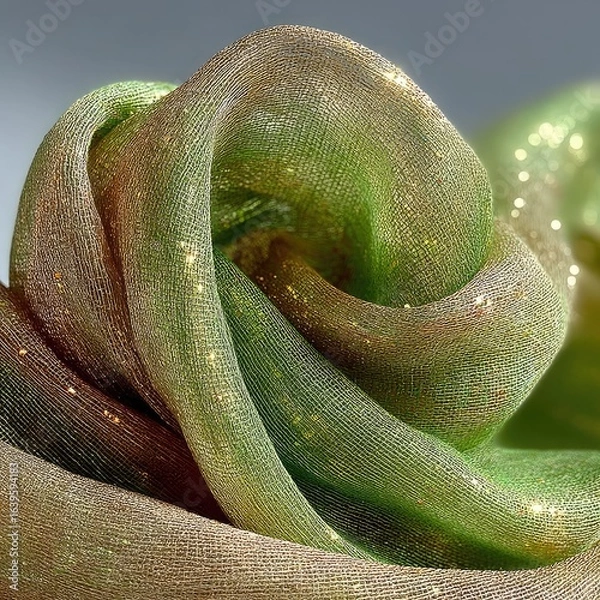 Fototapeta Abstract Green and Brown Satin Fabric Illusion