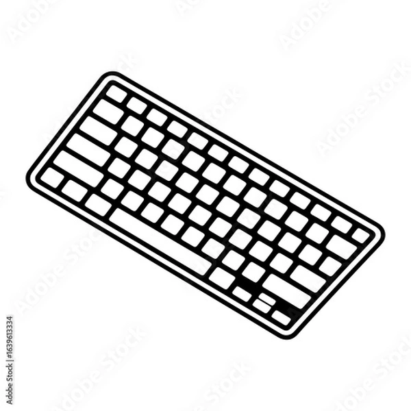 Fototapeta Black keyboard outline computer technology