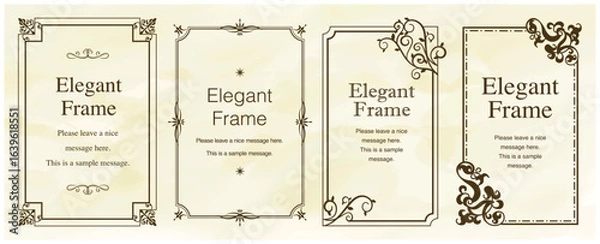Obraz 高級感のあるエレガンスなフレームセット、飾り罫、装飾デザイン、上品なあしらい、ブラウン