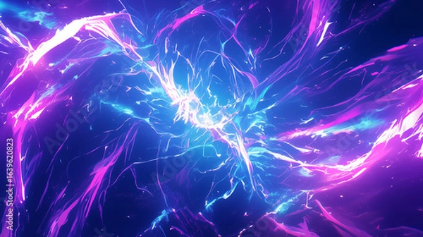 Obraz プラズマエネルギーの爆発、ピンクと青の抽象的な背景