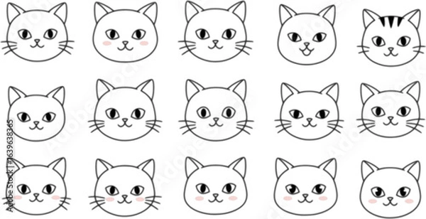 Fototapeta cute cat face line art icons.EPS Vector.