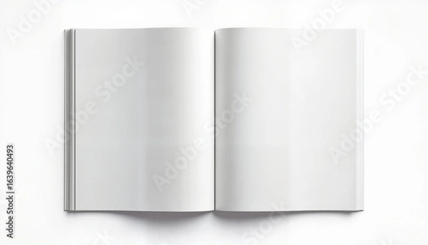 Obraz Open blank book on white background with empty pages  