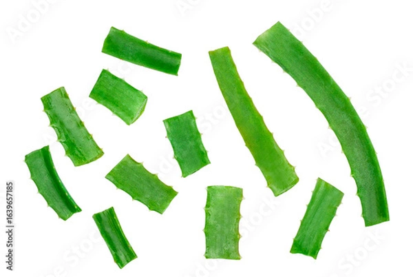 Fototapeta Aloe leaves isolated on a white background, top view