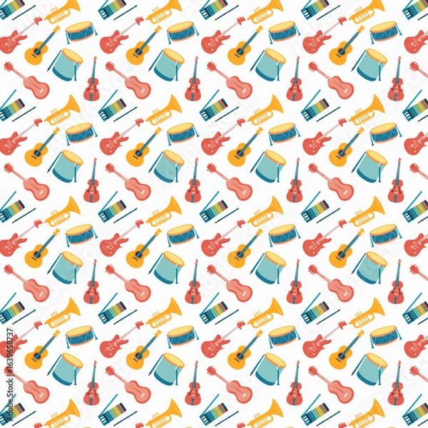 Obraz Musical instruments pattern in vibrant colors