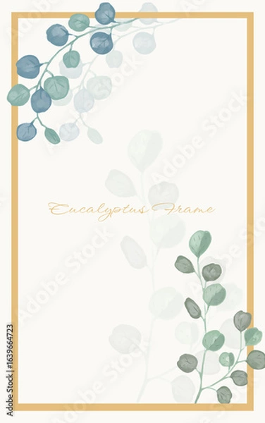 Obraz Watercolor Eucalyptus Frame Botanical Greenery Border Clipart for Wedding Invitations and Elegant Designs