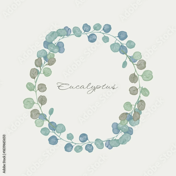 Obraz Eucalyptus Watercolor Wreath Elegant Greenery Botanical Frame