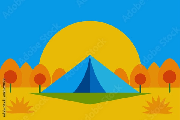 Fototapeta tent in middle of sunflower field summer blooms