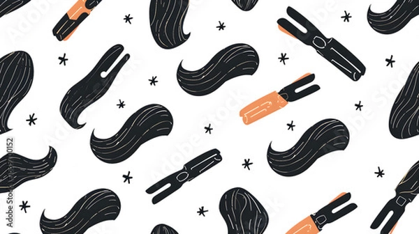 Obraz Elegant Black Hair Clips Pattern for Stylish Illustrations