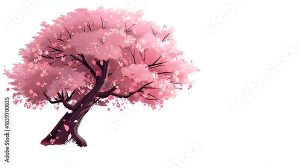 Obraz Vibrant Blooming Cherry Tree Illustration for Creative Projects