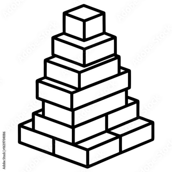 Fototapeta Stacking Blocks line art vector