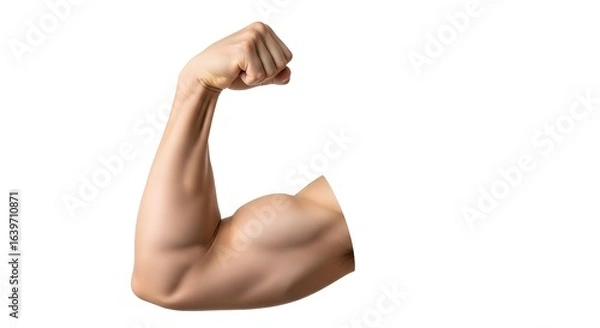 Obraz Bicep Flex Muscular Arm on White Background