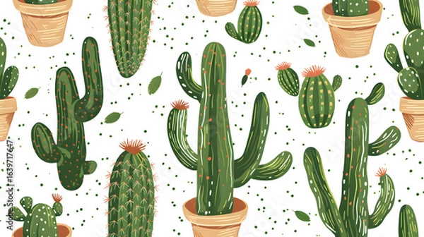 Obraz Modern Seamless Cactus Pattern for Creative Designs