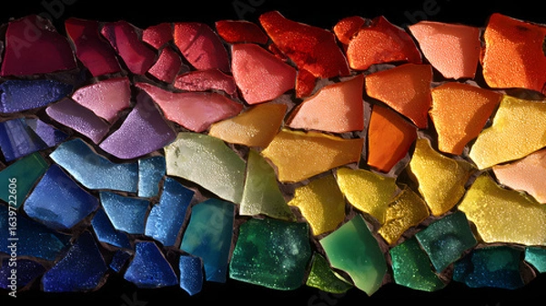 Fototapeta Shattered glass mosaic reforming into the concept of progress