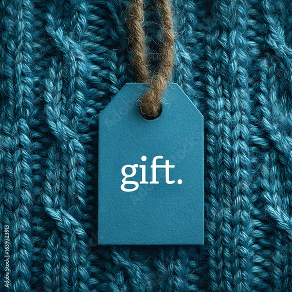 Obraz Knit Sweater Texture with Rectangular Gift Tag Space