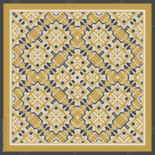 Fototapeta Creative trendy color abstract geometric pattern in white yellow blue, vector seamless, can be used for printing onto fabric, interior, design, textile. Frame.