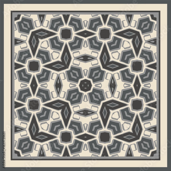 Fototapeta Creative trendy color abstract geometric pattern in beige gray black, vector seamless, can be used for printing onto fabric, interior, design, textile