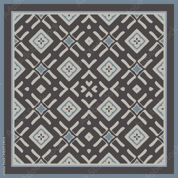 Fototapeta Creative trendy color abstract geometric pattern in gray brown blue, vector seamless, can be used for printing onto fabric, interior, design, textile
