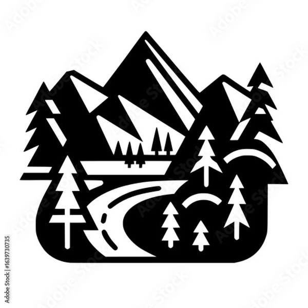 Obraz road with mountains and trees vector icon 