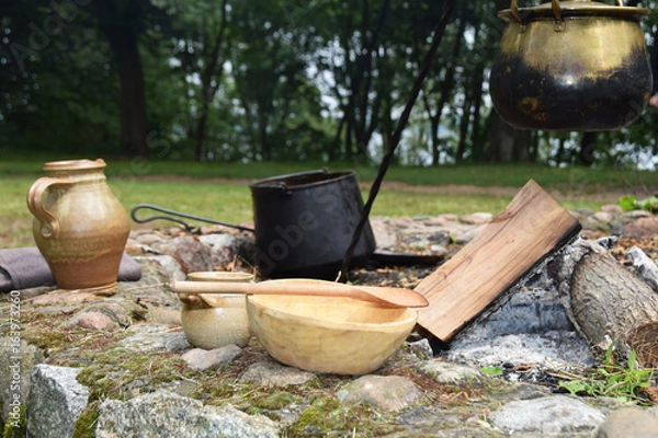 Obraz Metal pots on the fire