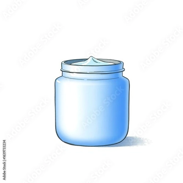 Fototapeta Creamy jar with skincare, cosmetic, and white.