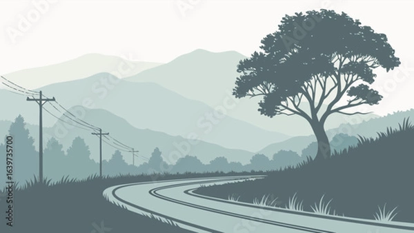 Obraz Foggy Road Vector Scene (2)