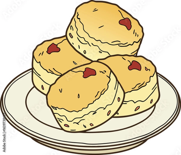 Obraz Biscuits plate on vector illustration 