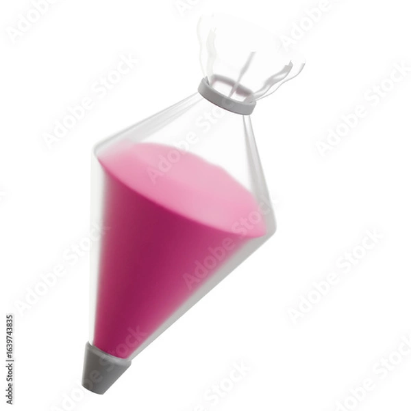 Fototapeta Pastry bag with vibrant pink frosting, perfect for bakery, confectionery, or bakingthemed designs. Ideal for social media, websites, or advertising.