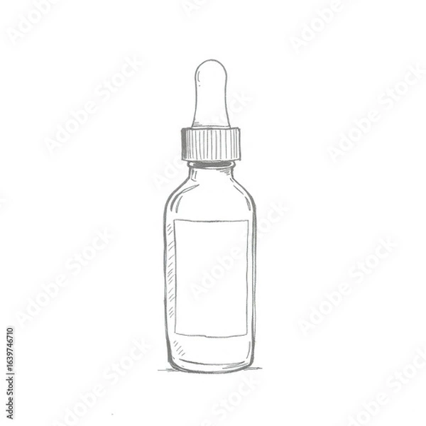 Fototapeta Dropper Bottle Sketch with Skincare Product.