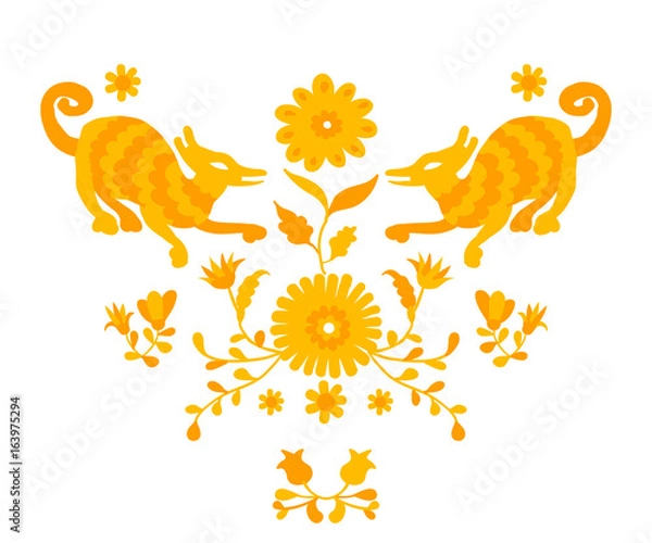 Obraz Vector folk Mexican Otomi Style embroidery Pattern