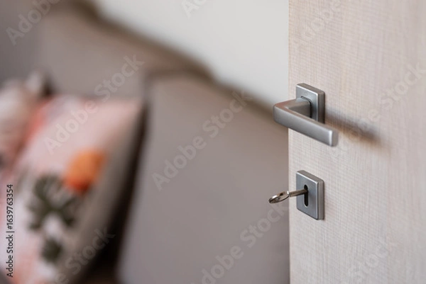 Fototapeta door handle and key