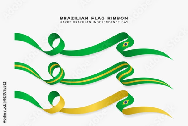 Obraz Wavy Brazilian ribbon for Independence Day background in 3 models