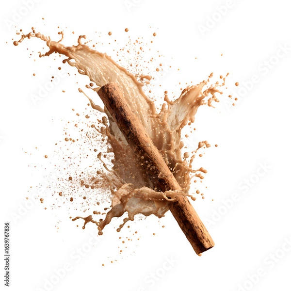 Fototapeta Cinnamon Stick Splash, isolated on transparent background