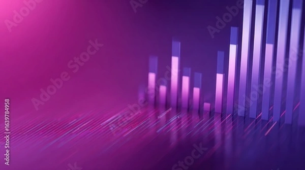 Obraz Financial chart with rising columns on a purple background, growth and success