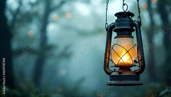 Obraz Lantern Illuminating a Dark, Moody Setting