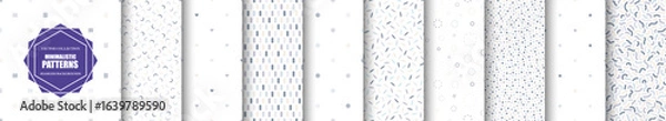 Fototapeta Collection of simple seamless fashion modern vector patterns. Colorful minimalistic delicate backgrounds. Trendy cute endless prints with shapes and symbols