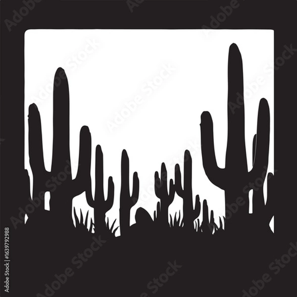 Fototapeta "Desert Cactus Silhouette Scene"