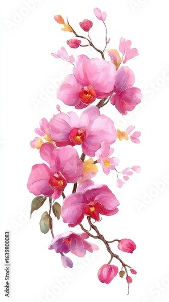Obraz Delicate pink orchid bouquet on white background