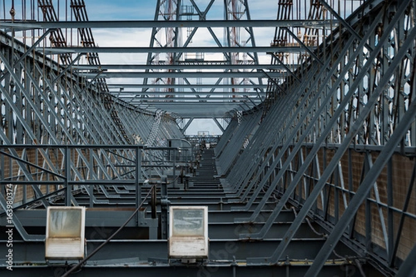 Fototapeta Top of a steel structured bridge