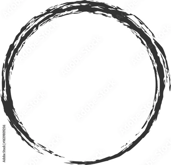 Fototapeta 원 프레임 붓터치 수묵화