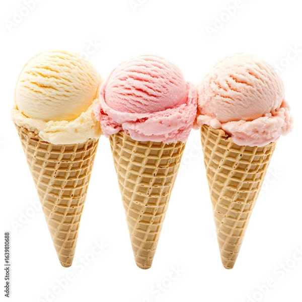 Fototapeta Blueberry ice cream scoop in cone with fresh berries on dark background, A magical summer dessert concept, created with generative ai