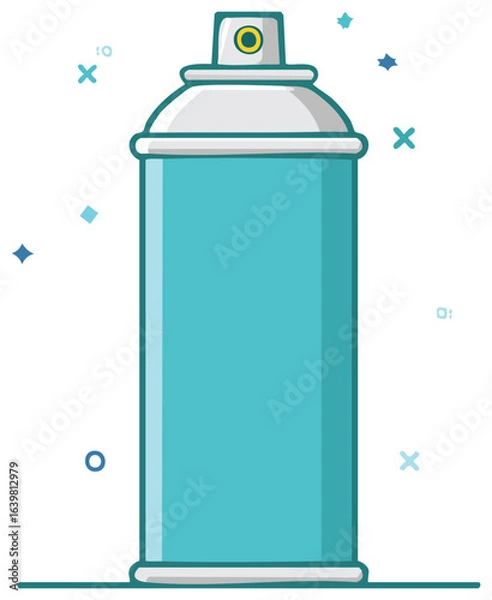 Fototapeta Stylized Spray Can Illustration with Geometric Sparkles Decorative Elements