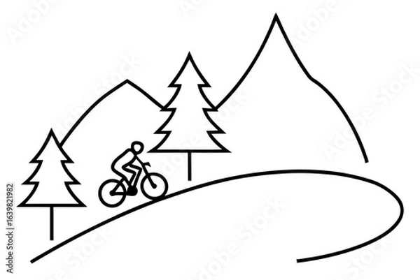 Obraz Biker Riding on Scenic Mountain Road with Trees and Nature Background