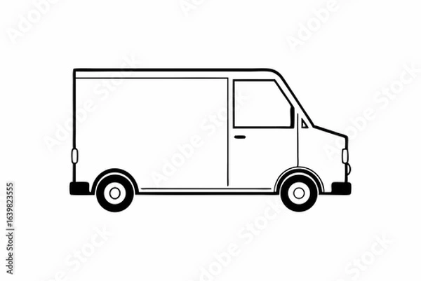 Obraz Minimalist Delivery Van Outline Icon – Line Art Transport Vehicle Design